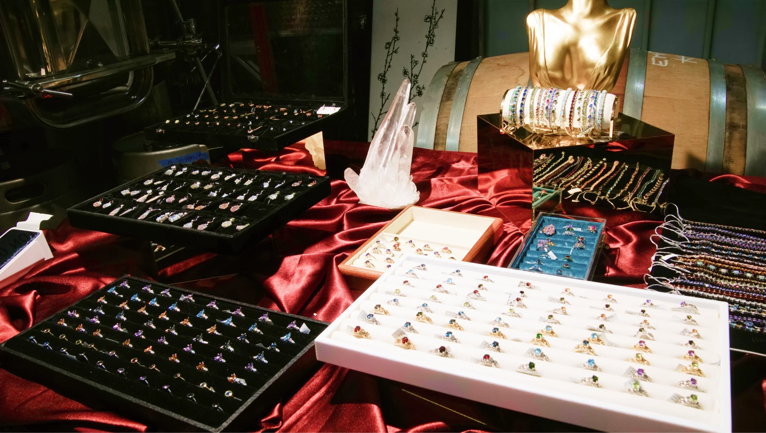 Curated jewelry display at a Round Table event